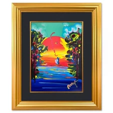 Peter Max, "Better World" Framed One-of-a-Kind Mixed Media, Hand Signed with Reg
