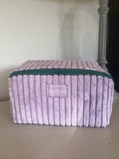 SpaceNK Lilac Exclusive Makeup Bag – Luxury Quilted Cord Cosmetic Pouch Lay Flat