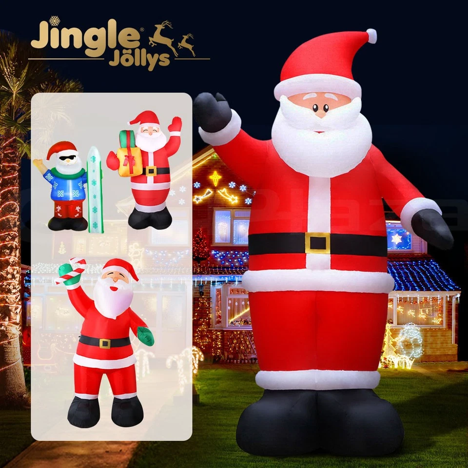 Jingle Jollys Christmas Inflatable Santa Illuminated Outdoor Decorations Lights