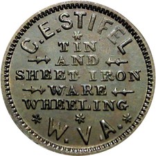 1863 Wheeling West Virginia Civil War Token C E Stifel R6