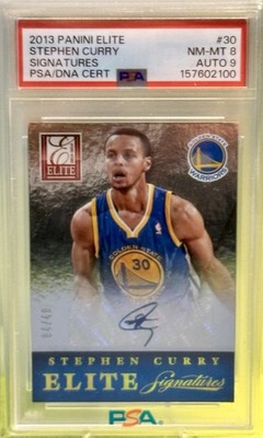 2013-14 Panini Elite Signatures Stephen Curry #30/49 (AU) PSA 8/9. Pop 2 Highest