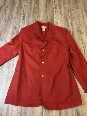 LL Bean Womens Linen Blend Blazer Size 8 Red Jacket 3 Button Lightweight Casual