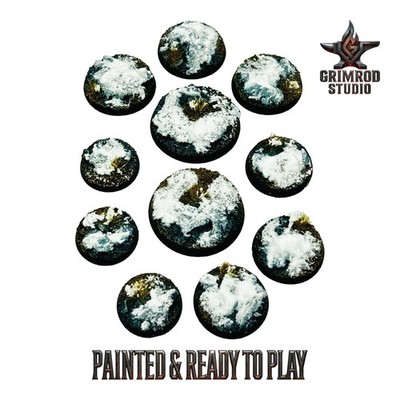 Winter Rock Painted Resin Bases for Warhammer 40K Miniatures Tabletop Wargames
