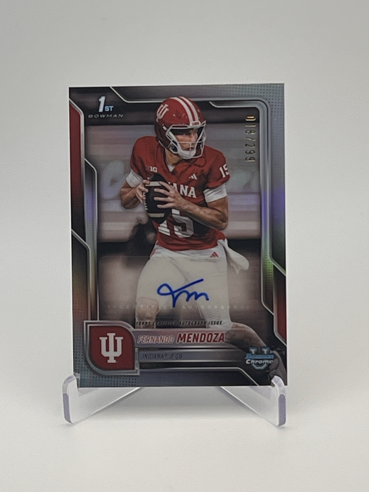 2025 Bowman University Chrome Fernando Mendoza Refractor 1st Auto /299