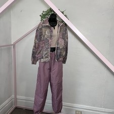Vintage 1980S Tracksuit Sweatsuit Soft Pink Jogging Suit All Over Print Size M