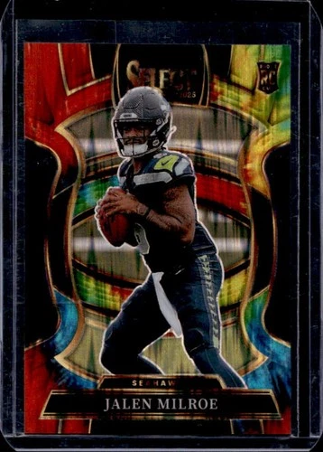 2025 Panini Select Jalen Milroe Concourse Tie-Dye Prizm Shock RC #/25 Seahawks