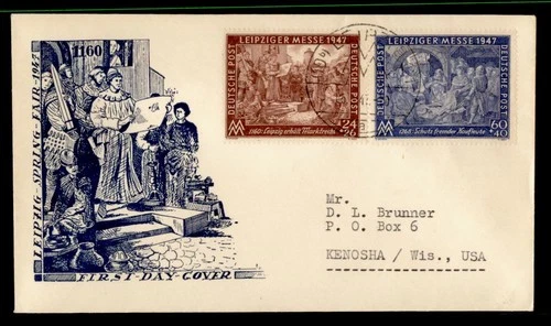 DR WHO 1947 GERMANY FDC LEIPZIG FAIR SEMI POST COMBO M72431