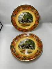 2 x Marquis Fine China Carat Gold Romany Gypsy ?Wagon Days? Dinner Plates B
