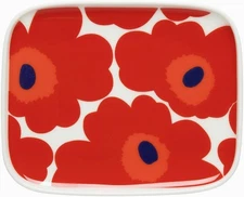 MARIMEKKO - Unikko Oiva Stoneware Plate (Red Poppy)