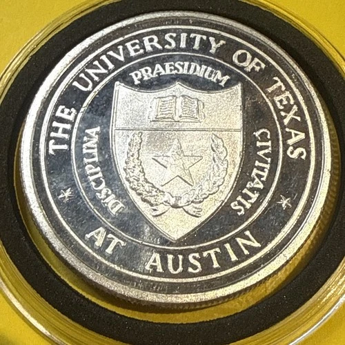 1 oz 1983 Centennial The University Of Texas At Austin 999 Fine Silver & Capsule