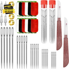 74PCS Sewing Tool Set, Large-Eye Steel Sewing Needle Kit Includes Threader and N