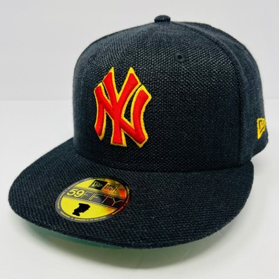 New Era 59Fifty New York Yankees Hemp Black Red Yellow Men Fitted Hat Size 7 1/8
