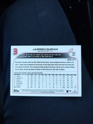 2022 Topps #187 Jarren Duran Rookie Image Variations | eBay