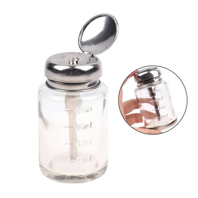 100ml Push Down Empty Pump Dispenser ForNail Polish Remover Alcohol Clear Bottle