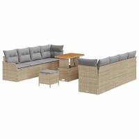 Garten Sofa Set Mit Kissen 11-Teilig Beige Hellgrau Sitzgruppe Balkon Terrasse