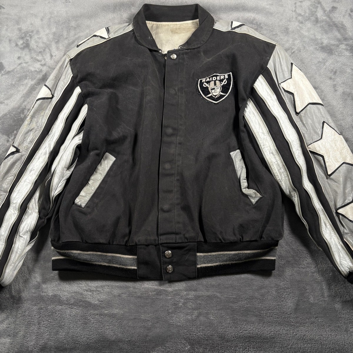 Vintage 90s Jeff Hamilton Las Vegas Raiders NFL Football Leather