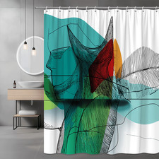 Abstract Colorful Leaf Shower Curtain Modern Graphic Print