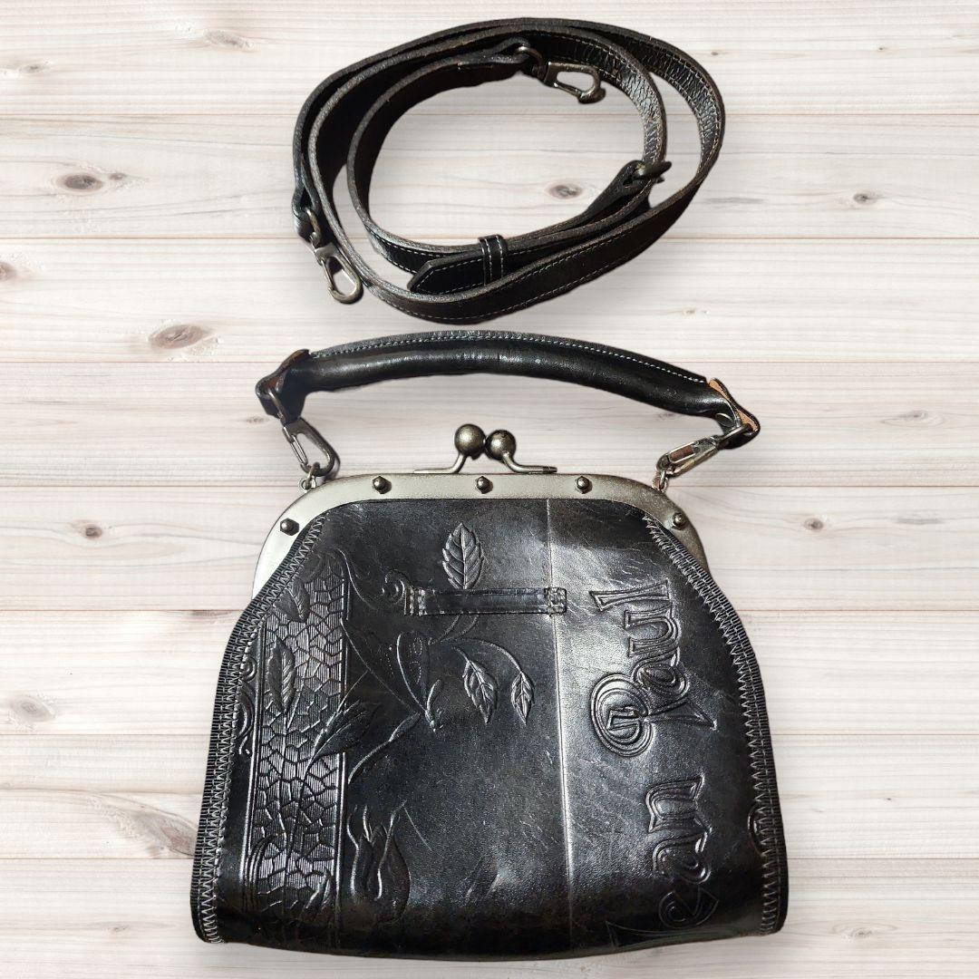 バッグ jean paul gaultier vintage shoulder bag Jean Paul Gaultier New Rose 2WAY Shoulder Bag Black Leather Kiss