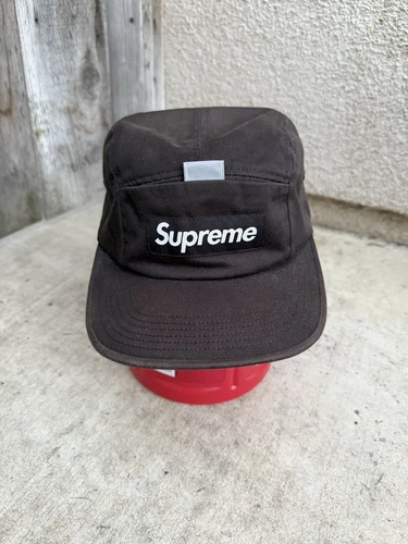 Supreme SS18 Stash Pocket 5 panneaux boîte logo casquette de camp réglable bleu réfléchissant
