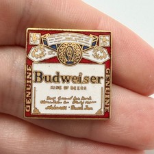 Budweiser King Of Beers Label Lapel Pin Red Enamel Anheuser Busch Promo Vintage
