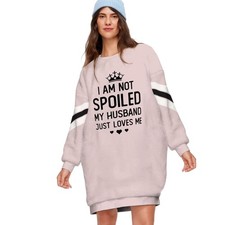 Vprintes Spoiled Wife Fleece Sweatshirt Nightie - Funny Wife Gifts from Husba...