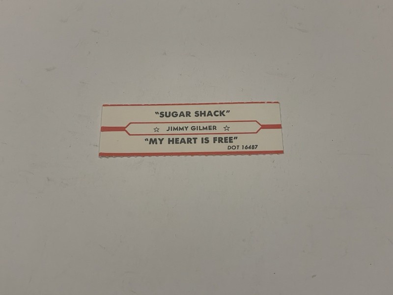 Jukebox Title Strip Jimmy Gilmer Sugar Shack My Heart Is Free Dot 16487