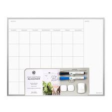 16X 20 In. Magnetic Monthly Calendar Dry Erase Board, Silver Aluminum