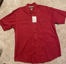 Wrangler Hero Premium Quality Red Classic Fit Button Up Short Sleeve Shirt NWT