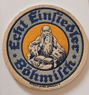 VK Bierdeckel Echt Einsiedler Böhmisch mit Impressum um 1910 Eugen Lange Presl