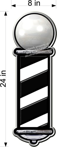 CALCOMANÍA VINILO POSTE PELUQUERÍA DISEÑO MODERNO NEGRO Y PLATA (ELIGE TU TALLA) - Imagen 4 de 8