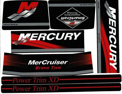 MerCruiser Stern Out Drive Maintenance Decals Sticker for Bravo Two 2 Red