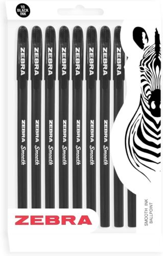 10 PACK Zebra Ballpoint Pens Doodler'z MEDIUM Biros Black Ink Ballpoint Office - Photo 1/3