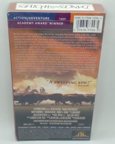 Dances with Wolves (VHS, 1990) New & Sealed! Kevin Costner Contemporary Classics - Picture 2 of 8
