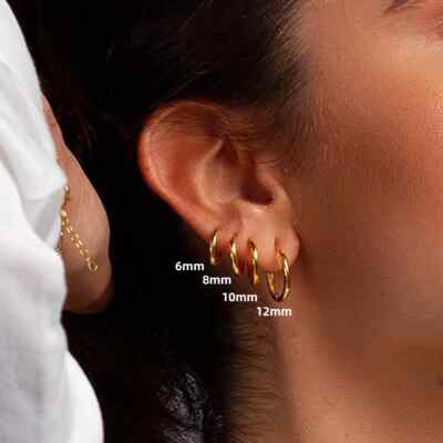 4Pairs Surgical Steel Huggies Earrings Sleeper Ear Nose Stackable Piercing Rings