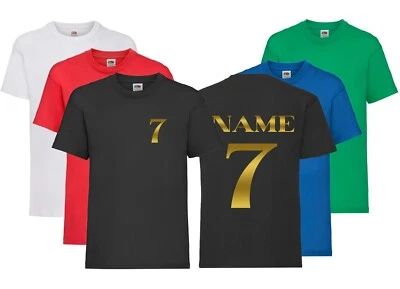 MVPRINTS Personalised Printed Football Style T-Shirt Boys Girls Children's Tee Top Gold P