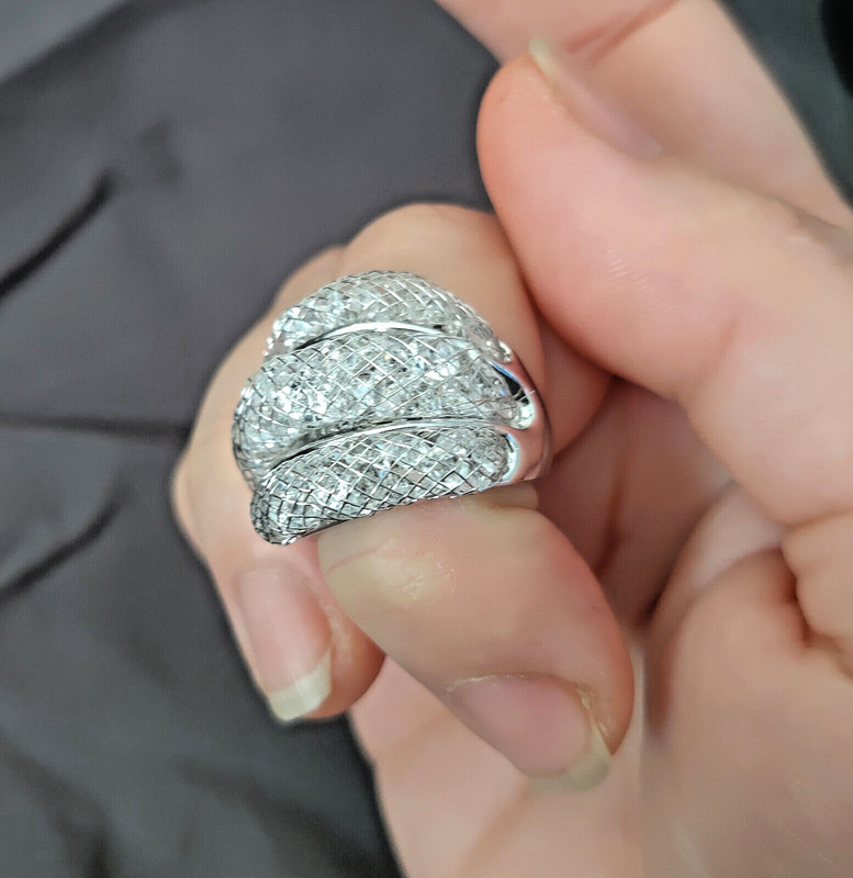 Hypoallergenic White Gold Plated Stainless Steel Fashion Ring Cubic Zirconia 8