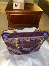 COACH Plum/ Burgundy Signature Patent Leather Tote
