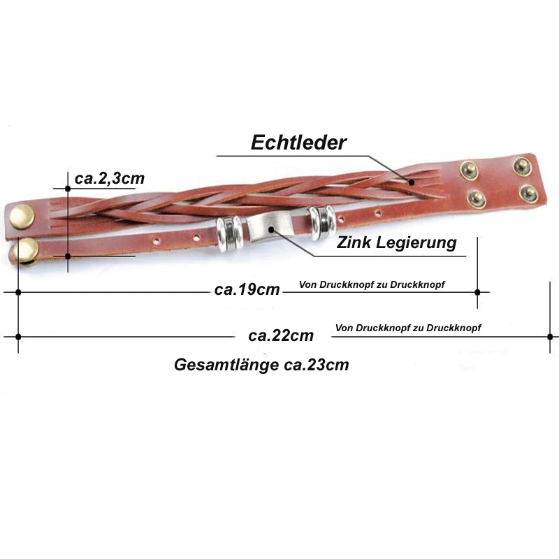 Lederarmband Nr.01 für Herren Männer ECHTES LEDER schwarzes braunes Armband - Bild 3 von 4