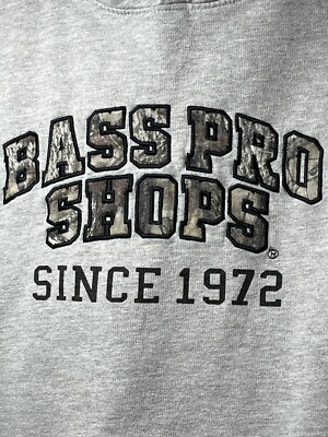 BASS PRO SHOPS グレー スウェット Bass ProShop Hoodie Sweatshirt Sz XXL Gray Camo Embroidered