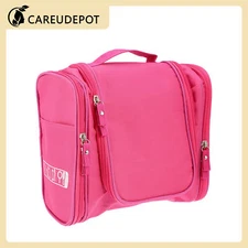 1Pcs Travel Makeup Bag Toiletry Organizer Bag Waterproof Oxford Cloth Rose Red