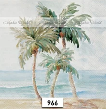 (966) TWO Paper LUNCHEON Decoupage Art Craft Napkins  PALM TREES OCEAN SEA BEACH