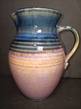 VTG Stunning Glazed Janet Rodriguez Pottery Signed Pitcher, Stoneware 7" Tall