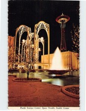 Postcard Pacific Science Center and Space Needle in Seattle Washington USA