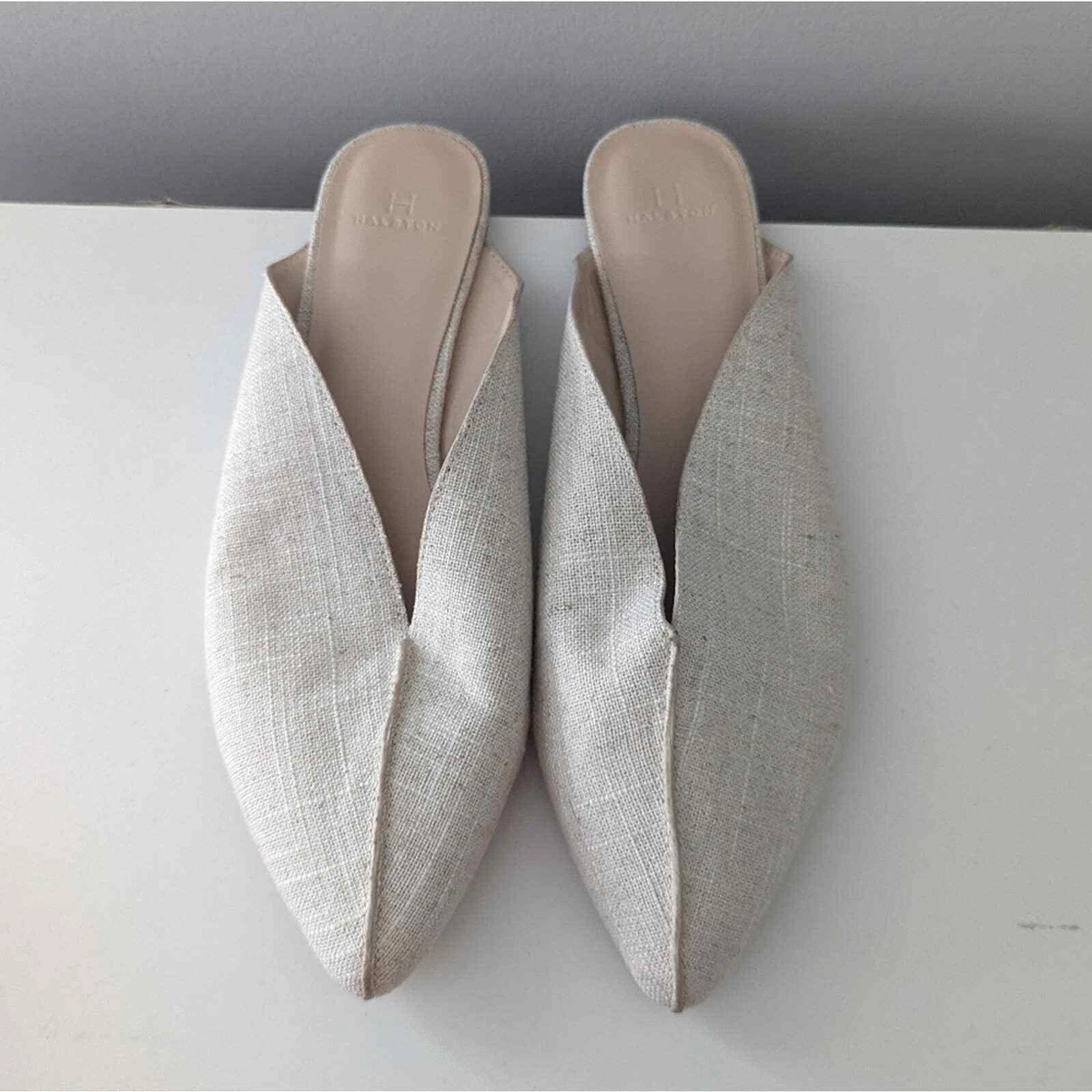 Women s H Halston Almond Toe Slip On Mule Flats Size 9 Mules Shoes