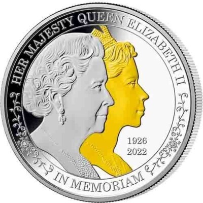 2022 In Memoriam Queen Elizabeth Double Portrait 5 oz Gilded Proof
