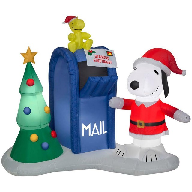 Christmas Inflatable Airblown Snoopy Mailbox Scene Yard Decor