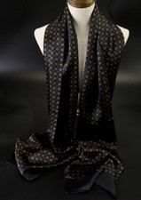 100 Silk Mulberry Satin Scarf Men Neckerchief Double Layer Wrap Black Gifts