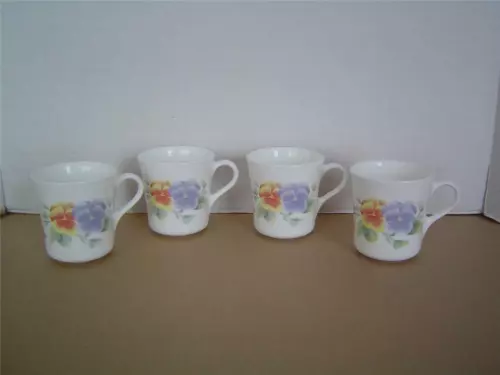 Set/4 Corning Corelle *SUMMER BLUSH* PANSY FLOWER MUGS CUPS~Coffee/Tea~VERY NICE