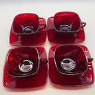 Anchor Hocking Charm Royal Ruby Cup Saucer Sets Square Glass Vintage 4 Sets
