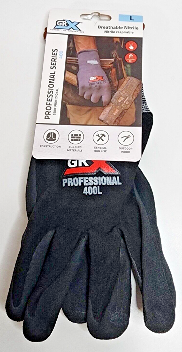 (2) GRX Professional Series Breathable Nitrile Work Glove GRXPRO400L
